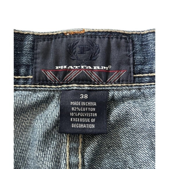 VINTAGE Phat Farm Jeans 38 Baggy Wide‎ Leg Hip-Hop Y2K 90's Grunge Embroidered - Picture 7 of 8